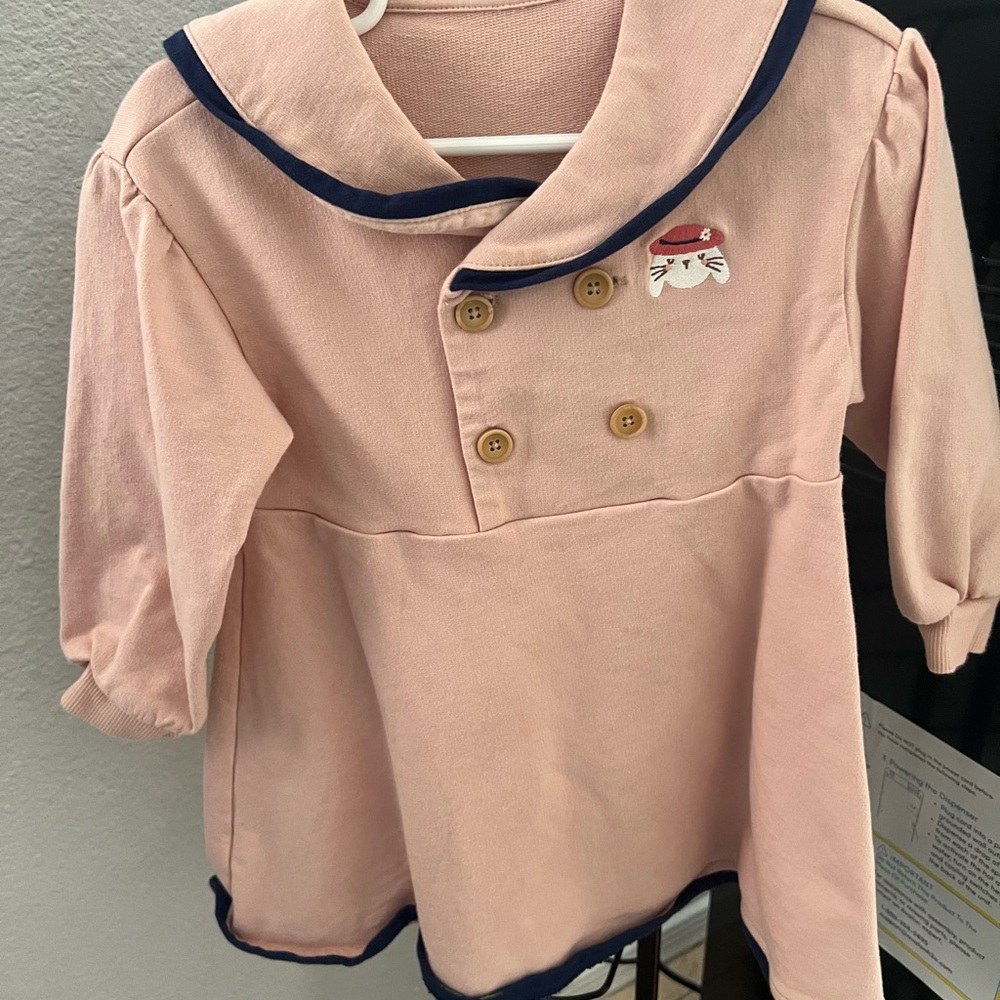 Pink Sailor Collar Kids Shirt